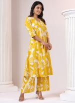 Cotton Yellow Casual Wear Printed Readymade Cord Set